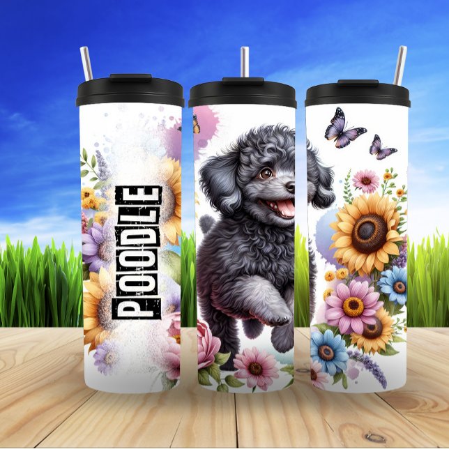 Poodle's Joyful Floral Leap Thermal Tumbler (Creator Uploaded)
