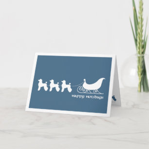 Poodles Pulling Santa's Sleigh Holiday Card