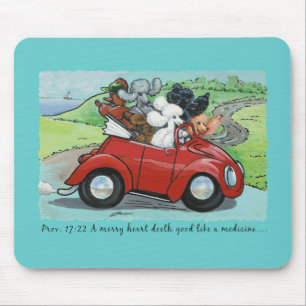 Poodles Vintage Convertible Scripture Mousepad