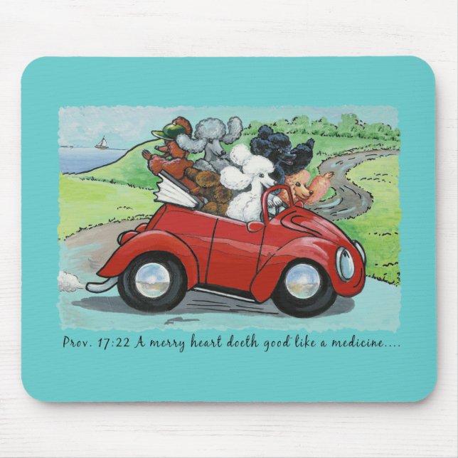 Poodles Vintage Convertible Scripture Mousepad (Front)
