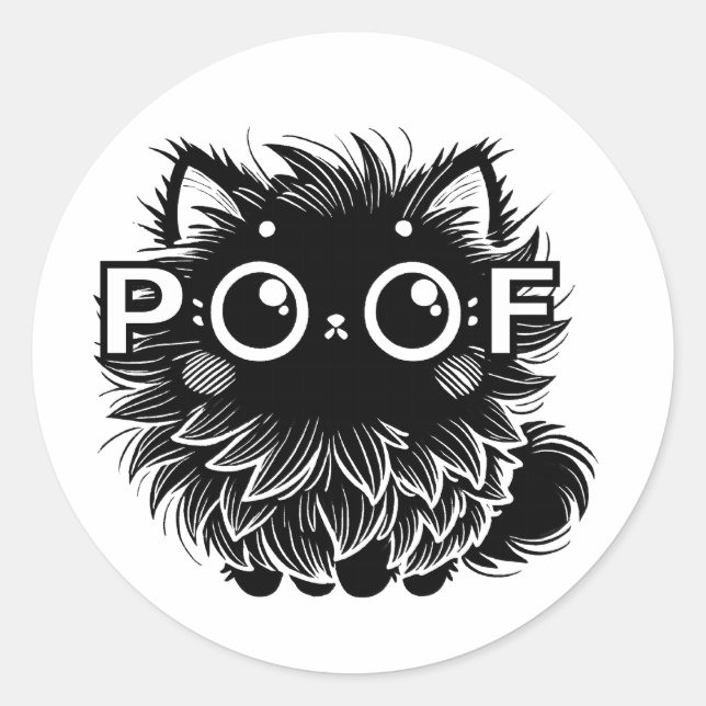 Poof Cat Classic Round Sticker (Front)