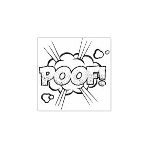 POOF! Vintage Comic Book Steampunk Pop Art Rubber Stamp