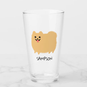 Poofy Pomeranian Cute Pommie Personalised Glass
