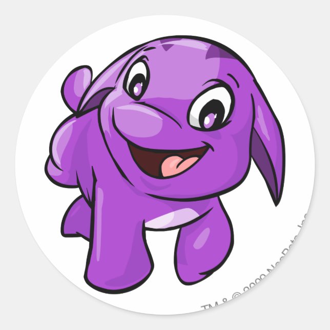 Poogle Purple Classic Round Sticker (Front)