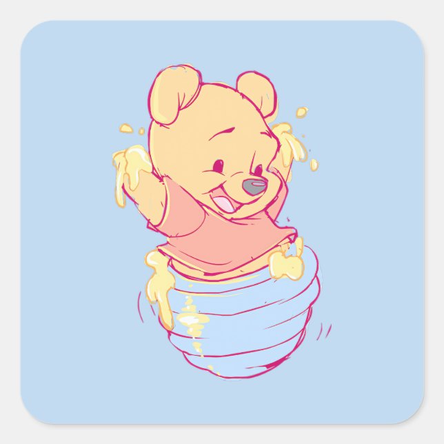 Pooh Square Sticker (Front)
