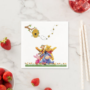 Pooh Watercolor Welcome Baby Shower Napkin