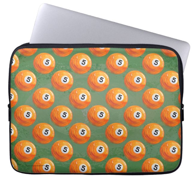 Pool 5 Ball Painted Pattern Laptop Sleeve (Front)