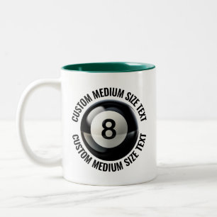 Pool 8 Ball & Medium Text HUNTER GREEN 11oz Custom Two-Tone Coffee Mug