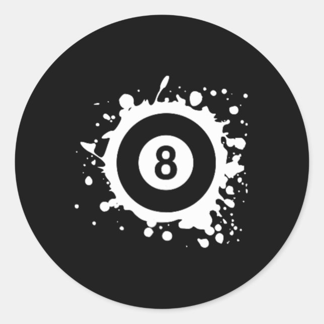 Pool 8 Ll Pool Billiards Logo Simple Pool Billiard Classic Round Sticker (Front)
