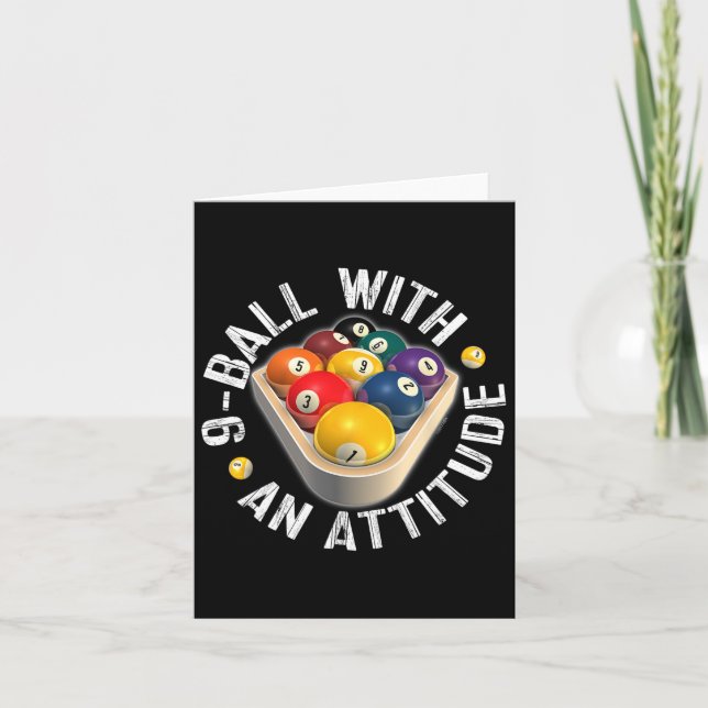 Pool 9 Ball With An Attitude Shirt  Card (Front)