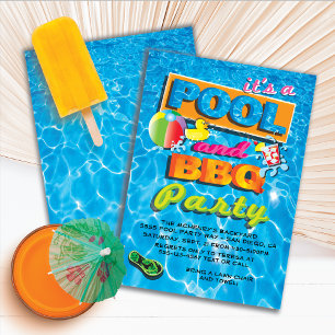 Pool and BBQ Party Invitations