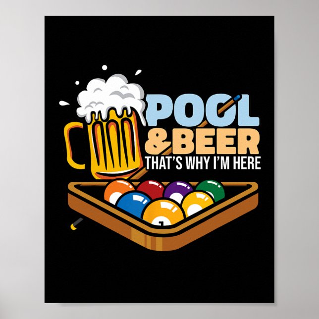 Pool And Beer That's Why I'm Here Pool Player Bill Poster (Front)