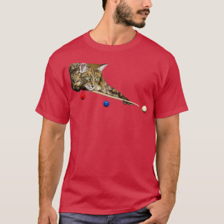 POOL AND SNOOKER CAT 8 BALL 9 BALL  CAT PLAYING  T-Shirt