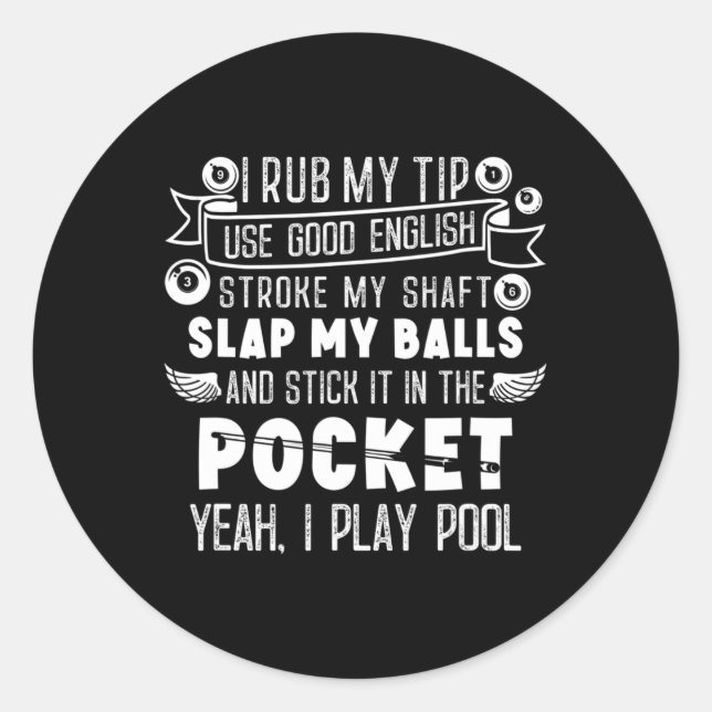 Pool And Snooker Player  Classic Round Sticker (Front)