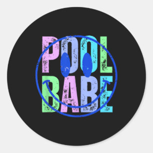 Pool Babe Vintage Family Matching Funny Summer Vac Classic Round Sticker