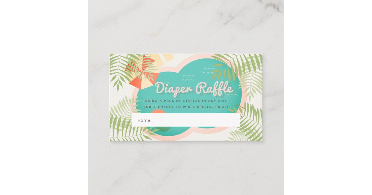 Pool Baby Shower Beige Diaper Raffle Ticket Enclosure Card | Zazzle