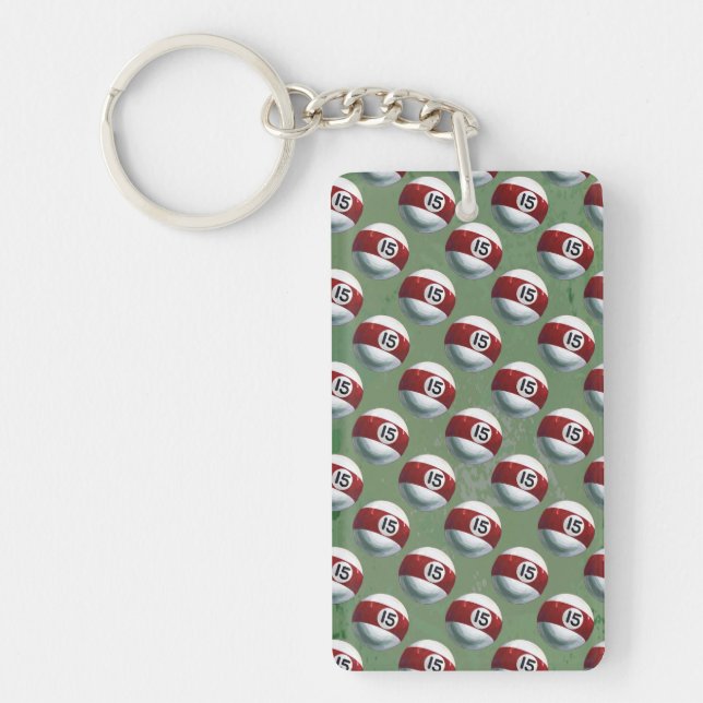Pool Ball 15 Pattern Key Ring (Front)
