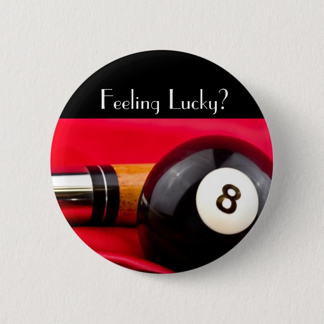 Pool Ball and cue 6 Cm Round Badge (Front)