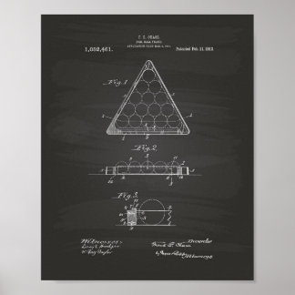 Pool Ball Frame 1913 Patent Art - Chalkboard Poster