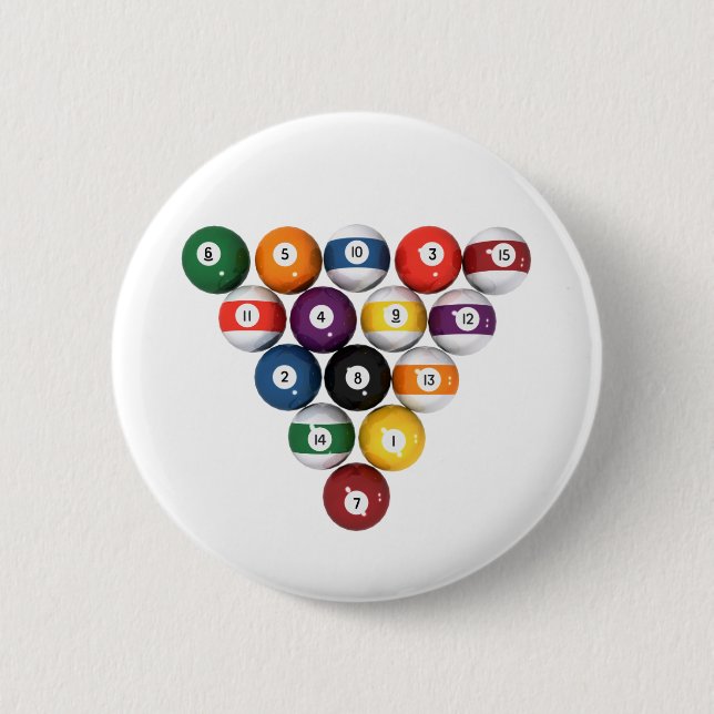 Pool Balls / Billiards: 3D Model: 6 Cm Round Badge (Front)