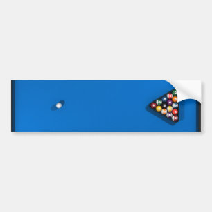 Pool Balls on Blue Felt Billiards Table: Bumper Sticker