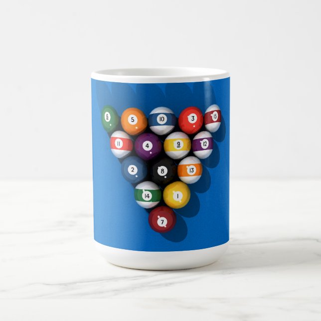 Pool Balls on Blue Felt: Coffee Mug (Center)