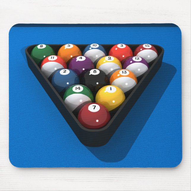 Pool Balls on Blue Felt: Mouse Pad (Front)