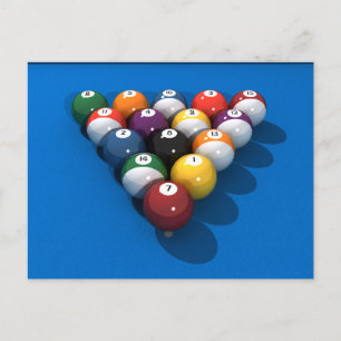 Pool Balls on Blue Felt: Postcard