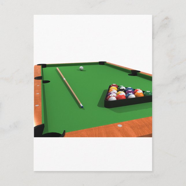 Pool Balls on Green Felt Billiards Table: Postcard (Front)
