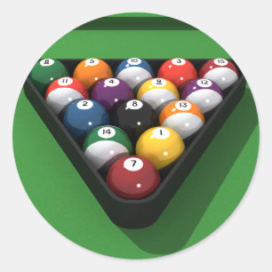 Pool Balls on Green Felt: Classic Round Sticker