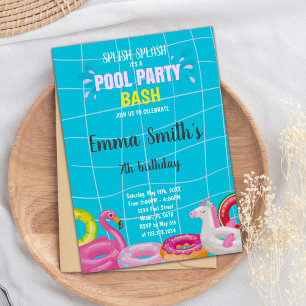 Pool Bash Birthday Invitations