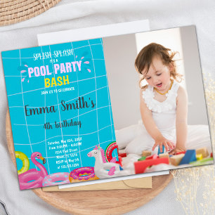 Pool Bash Birthday Invitations with photo