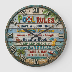 Pool Beach House Large Clock