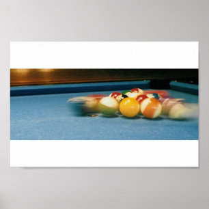 Pool / Biliiards Table, balls, ques -- Poster