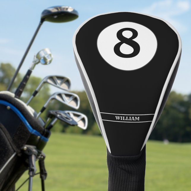 Pool Billiard 8 Ball Name Black Golf Head Cover (Pool Billiard 8 Ball Name Black Golf Head Cover)