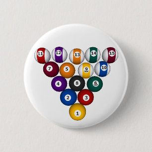 Pool: Billiard Balls: Billiards: 6 Cm Round Badge