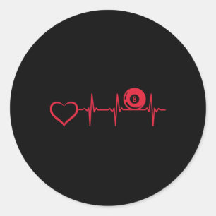 Pool Billiard Heartbeat Heart - 8-ll Pool Billiard Classic Round Sticker