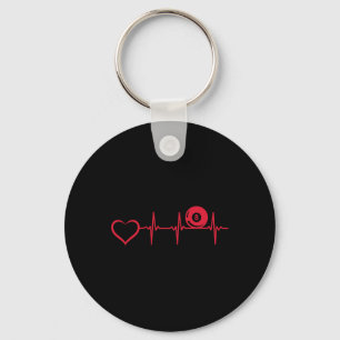 Pool Billiard Heartbeat Heart - 8-ll Pool Billiard Key Ring