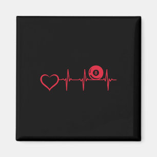 Pool Billiard Heartbeat Heart - 8-ll Pool Billiard Magnet