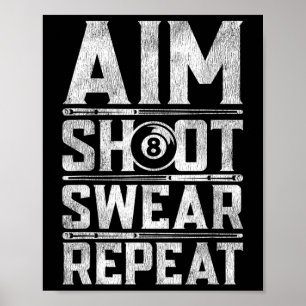 Pool Billiard Snooker Player Motivation Quote  Poster