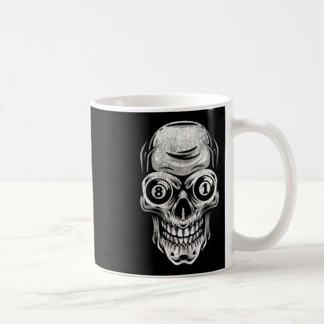 Pool Billiard Snooker Player Skull 8 And 9  Coffee Mug (Right)