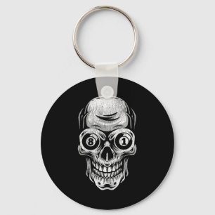 Pool Billiard Snooker Player Skull 8 And 9 Key Ring