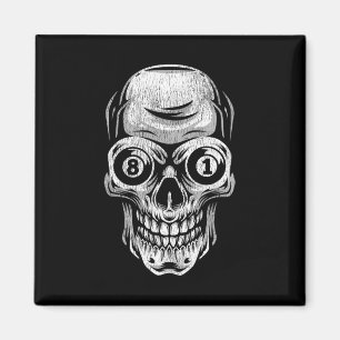 Pool Billiard Snooker Player Skull 8 And 9  Magnet