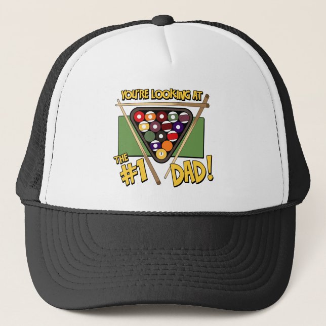 Pool/Billiards #1 Dad Father's Day Gift Trucker Hat (Front)