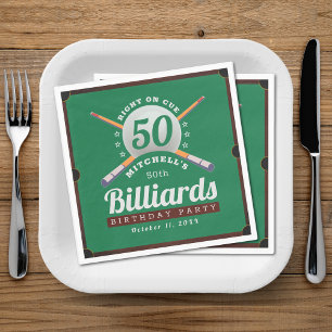 Pool Billiards 50th Birthday Party Napkin