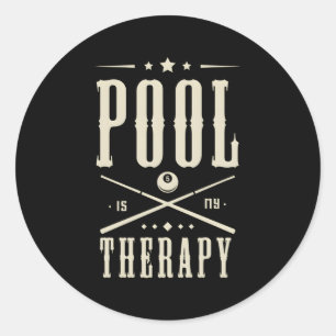 Pool Billiards Is My Therapy Saying Classic Round Sticker