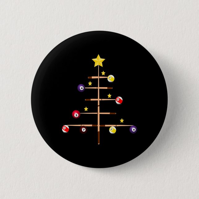 Pool Billiards Ll Cue Sports Christmas Tree  6 Cm Round Badge (Front)