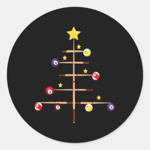 Pool Billiards Ll Cue Sports Christmas Tree  Classic Round Sticker