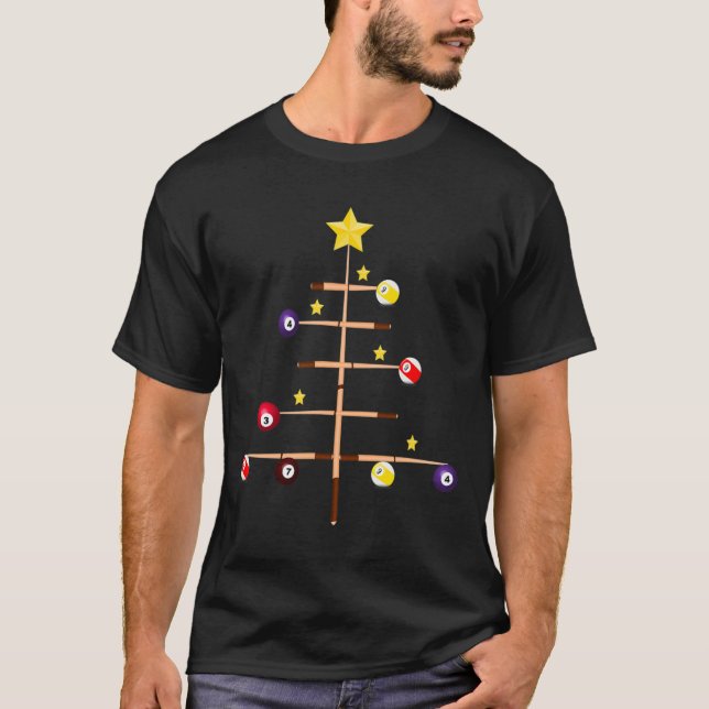 Pool Billiards Ll Cue Sports Christmas Tree  T-Shirt (Front)