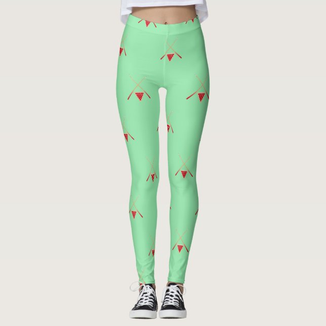 pool billiards on green leggings (Front)